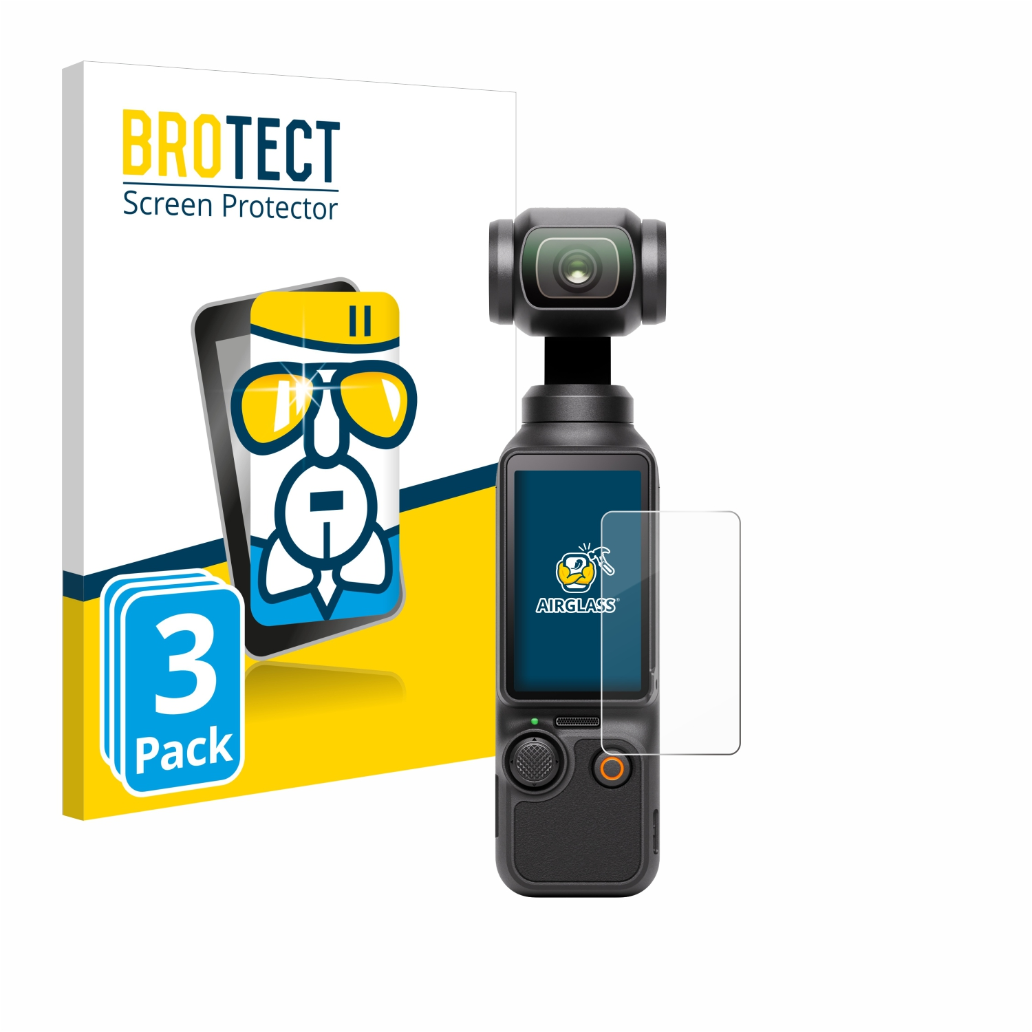 Schutzfolie(für 3) klare Airglass Pocket Osmo 3x DJI BROTECT