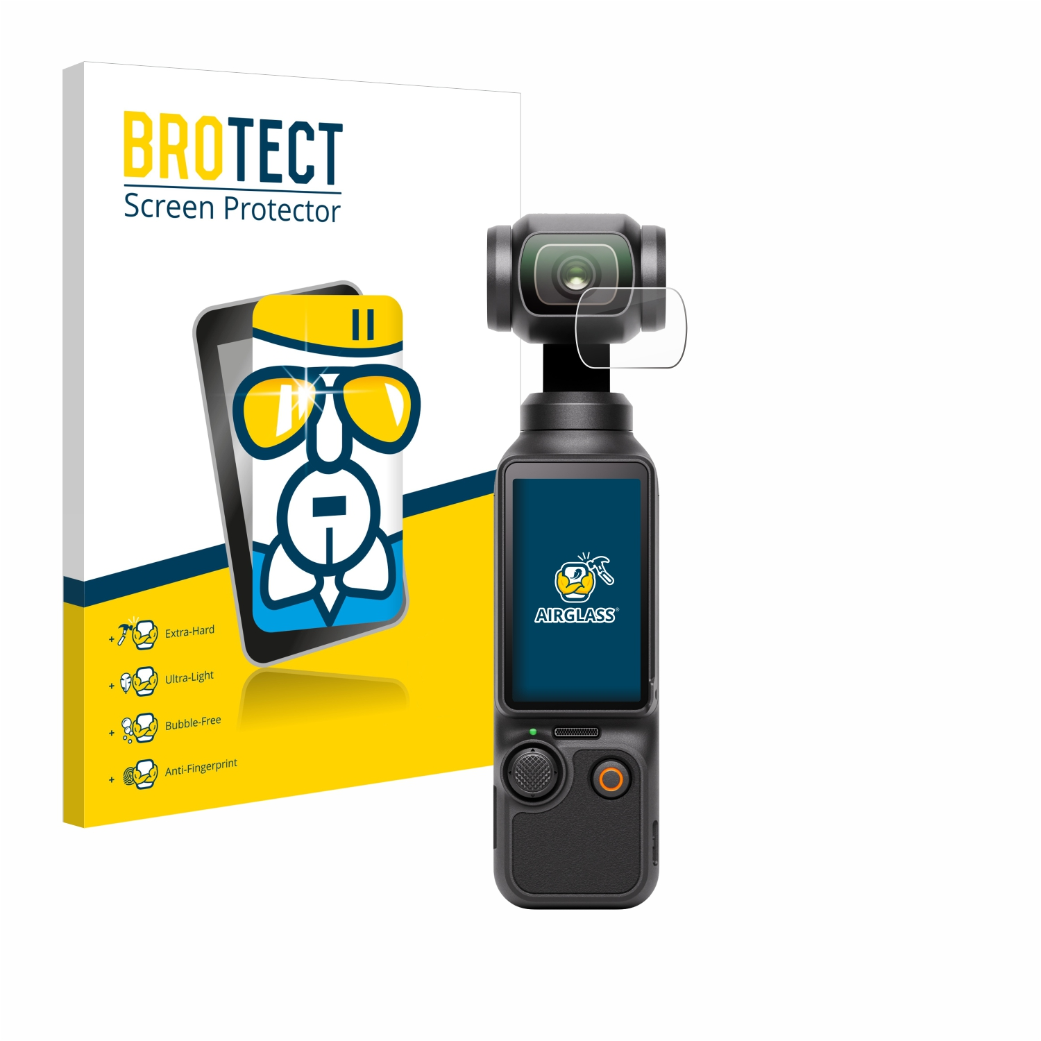 BROTECT Airglass klare 3) Osmo Pocket Schutzfolie(für DJI
