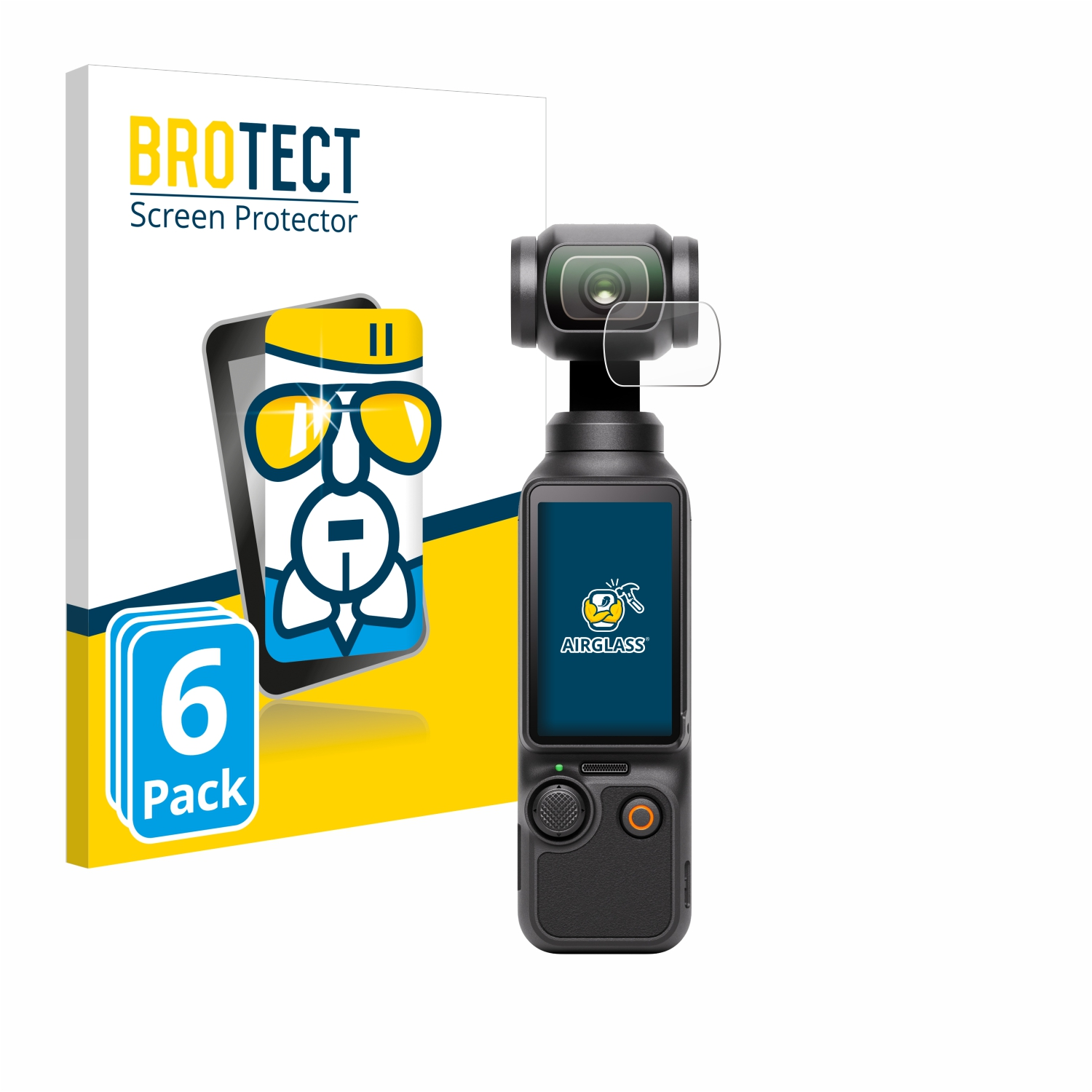 DJI BROTECT Airglass 3) klare Schutzfolie(für 6x Pocket Osmo