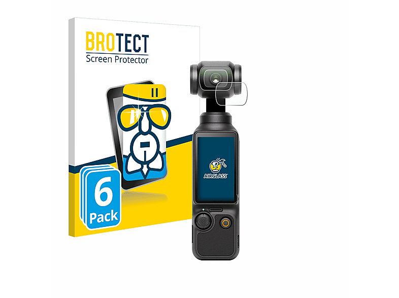 DJI 3) Osmo klare Pocket Airglass BROTECT Schutzfolie(für 6x