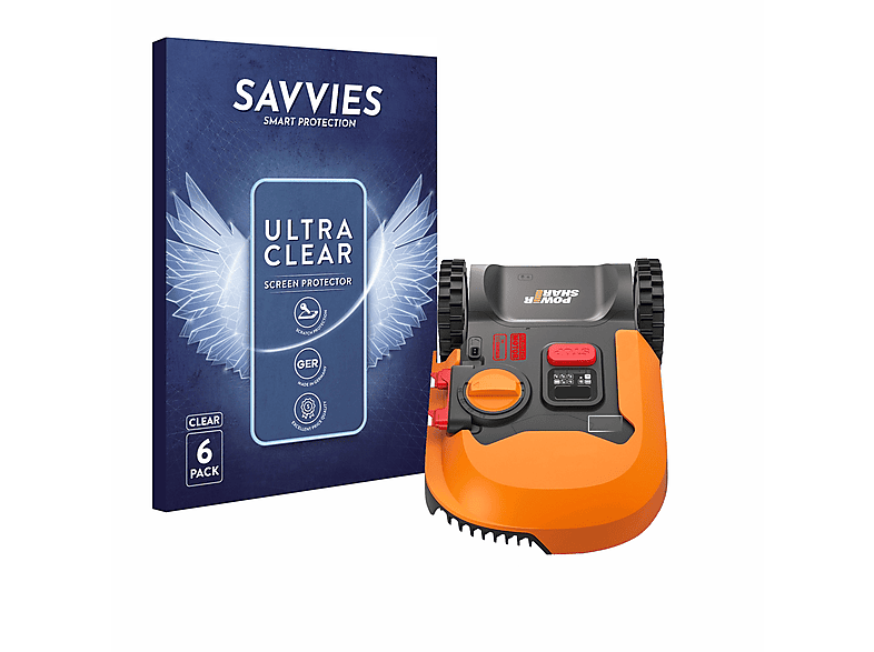SAVVIES 6x klare Schutzfolie(für Worx Landroid M700 WR142E)