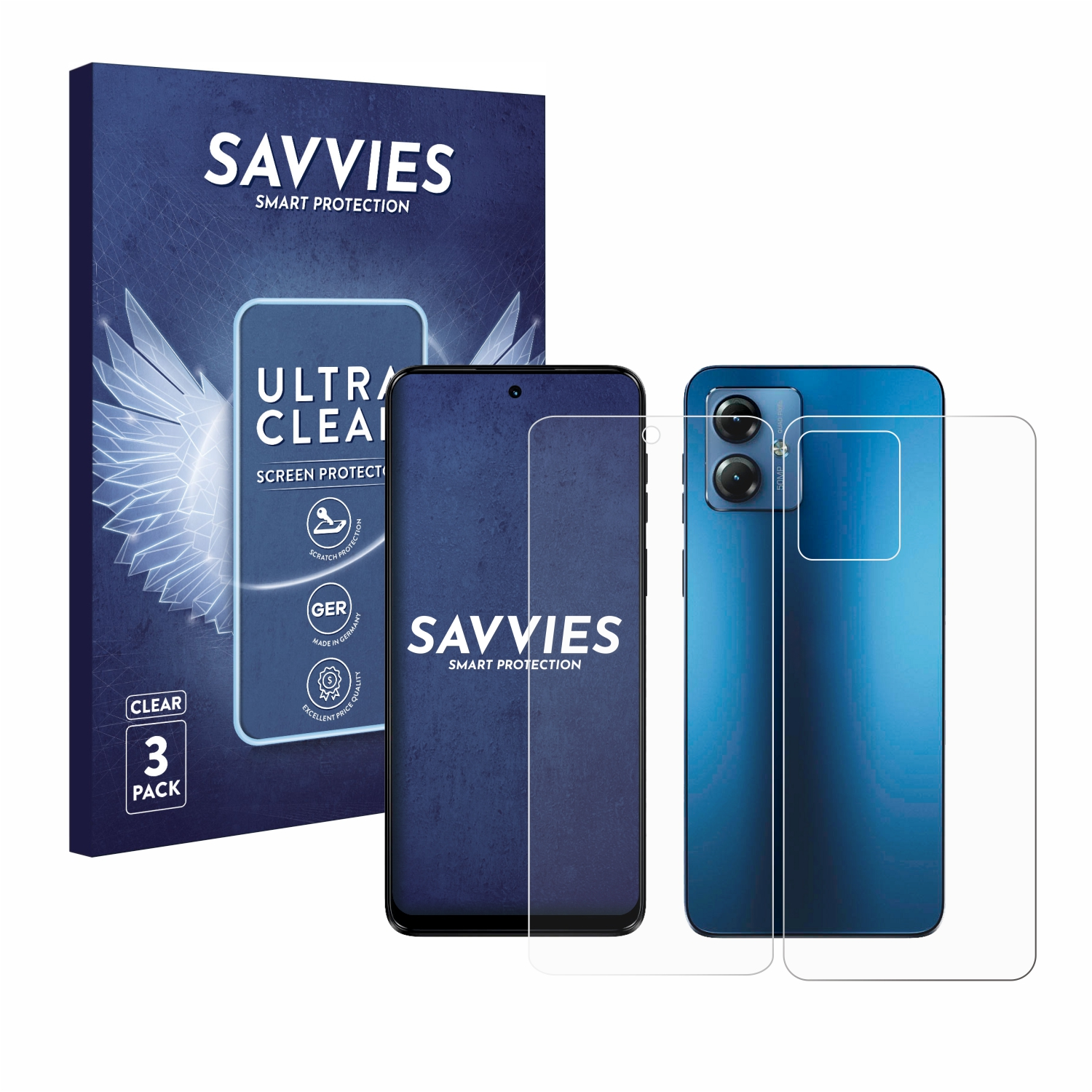 SAVVIES 6x klare Schutzfolie(für Moto G14) Motorola