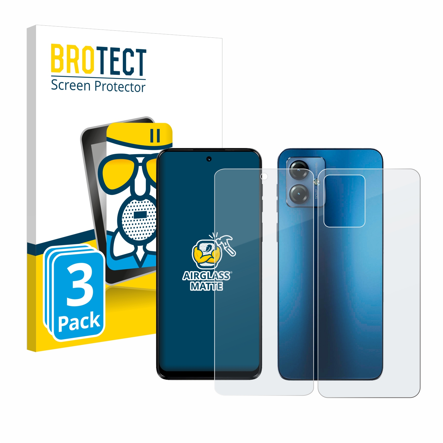 BROTECT 3x Airglass matte Motorola Moto G14) Schutzfolie(für