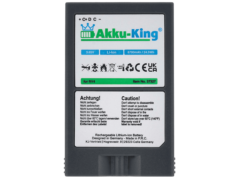 AKKU-KING Akku kompatibel mit Ring 8AB1S7-0EN0 Li-Ion Geräte-Akku, 3.7 Volt, 6700mAh
