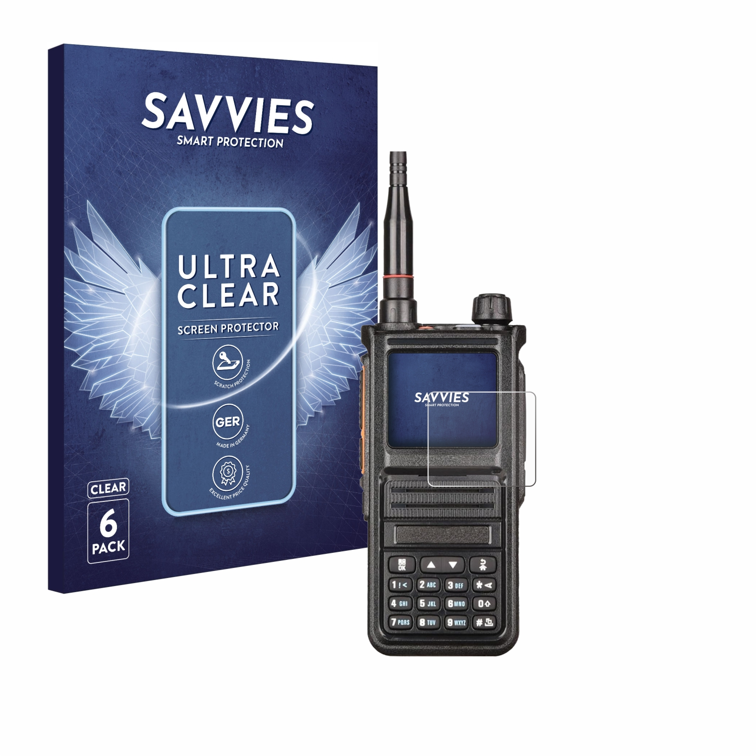 SAVVIES 6x klare Schutzfolie(für Radtel RT-470X)