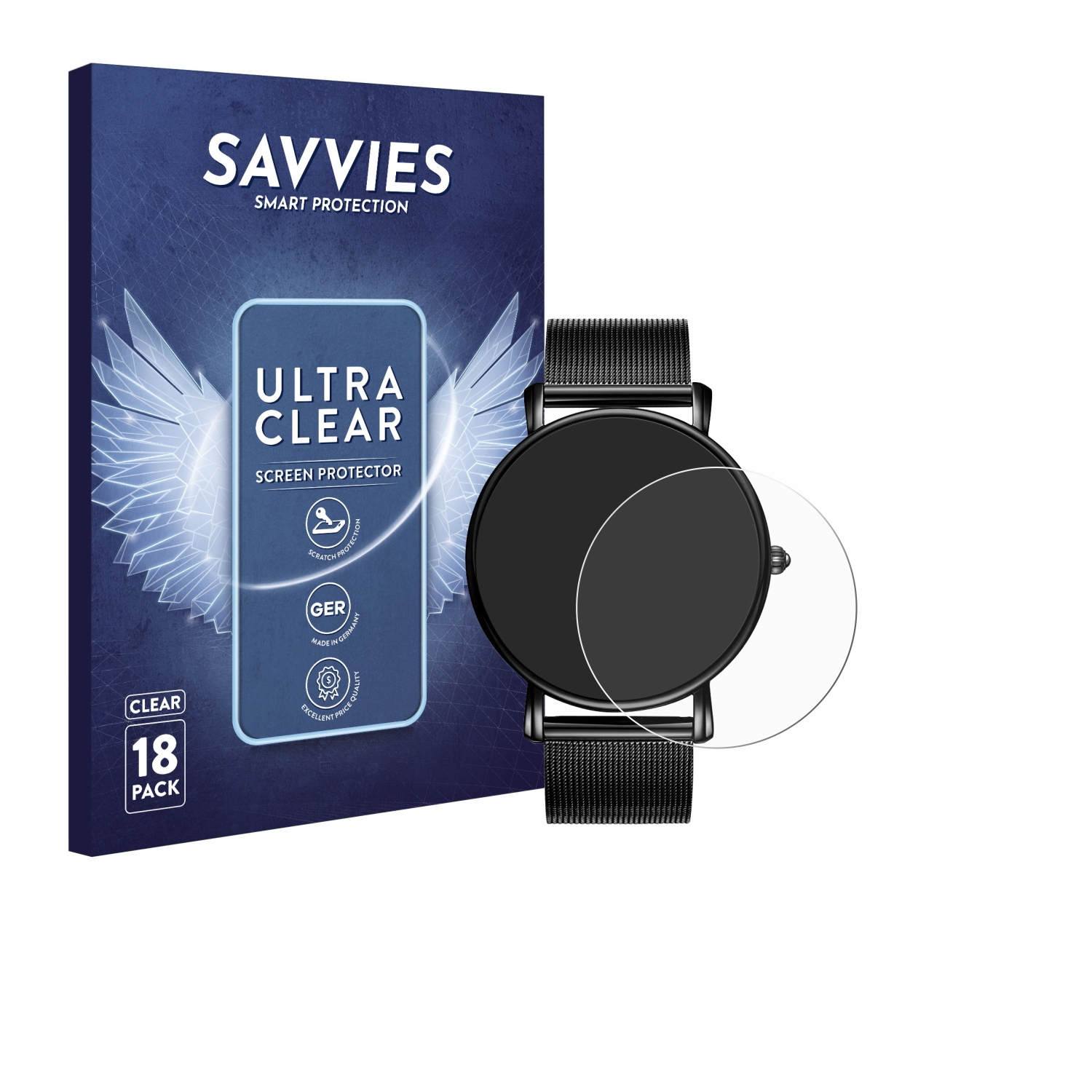SAVVIES 18x klare Schutzfolie(für Burei HDSM-19003-1) Watch