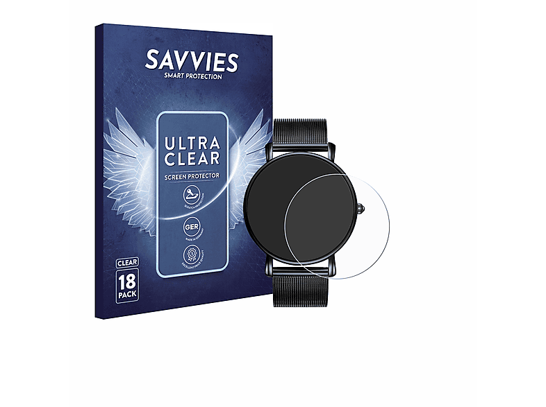 SAVVIES 18x klare Schutzfolie(für Burei Watch HDSM-19003-1)