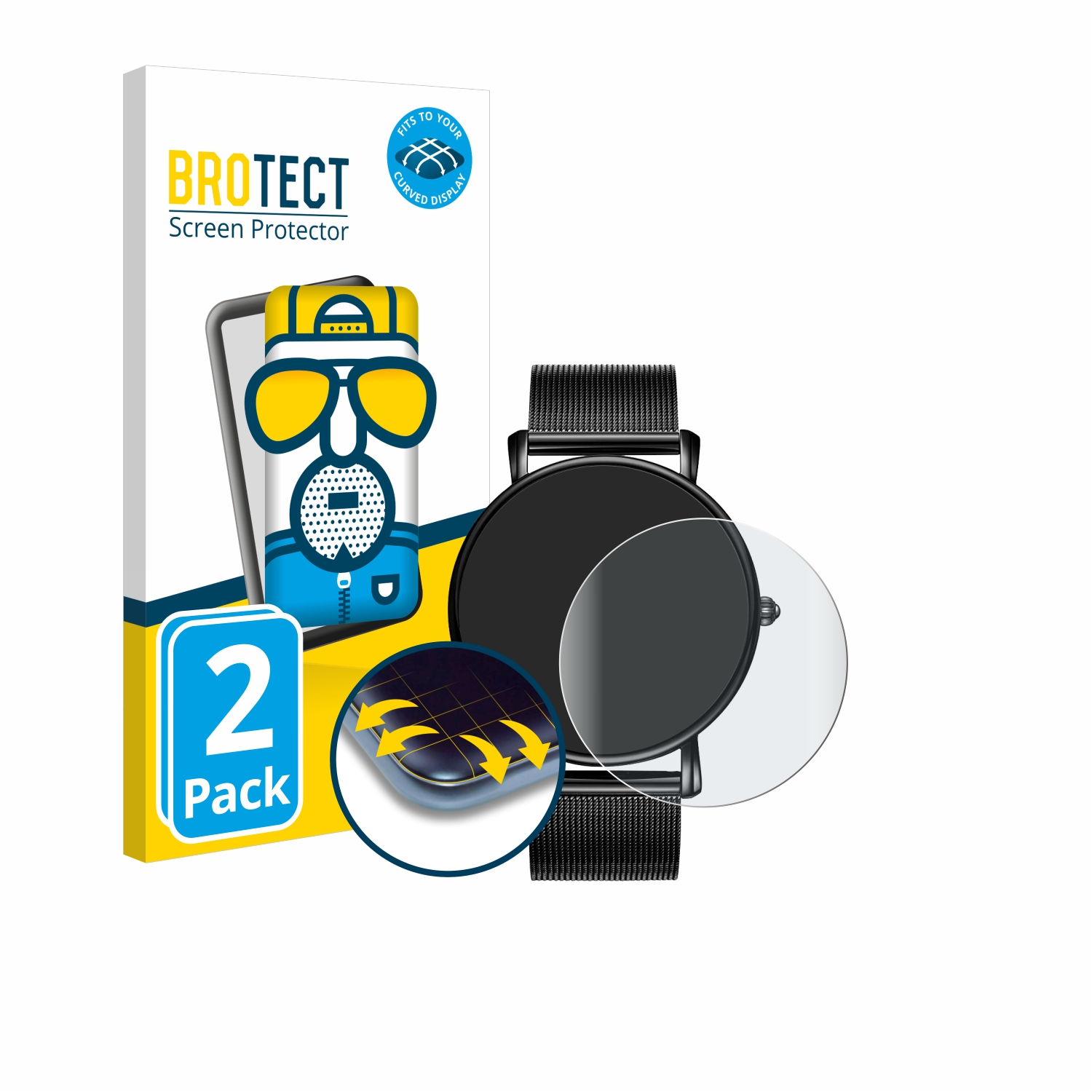 BROTECT 2x Flex matt Full-Cover Burei Watch HDSM-19003-1) 3D Schutzfolie(für Curved