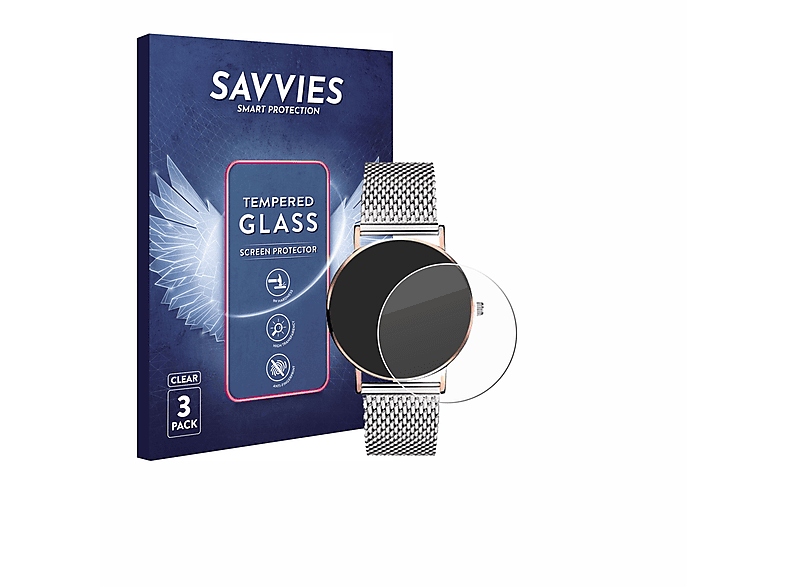 SAVVIES 3x 9H klares Schutzglas(für Liebeskind LT-0104-MQ)