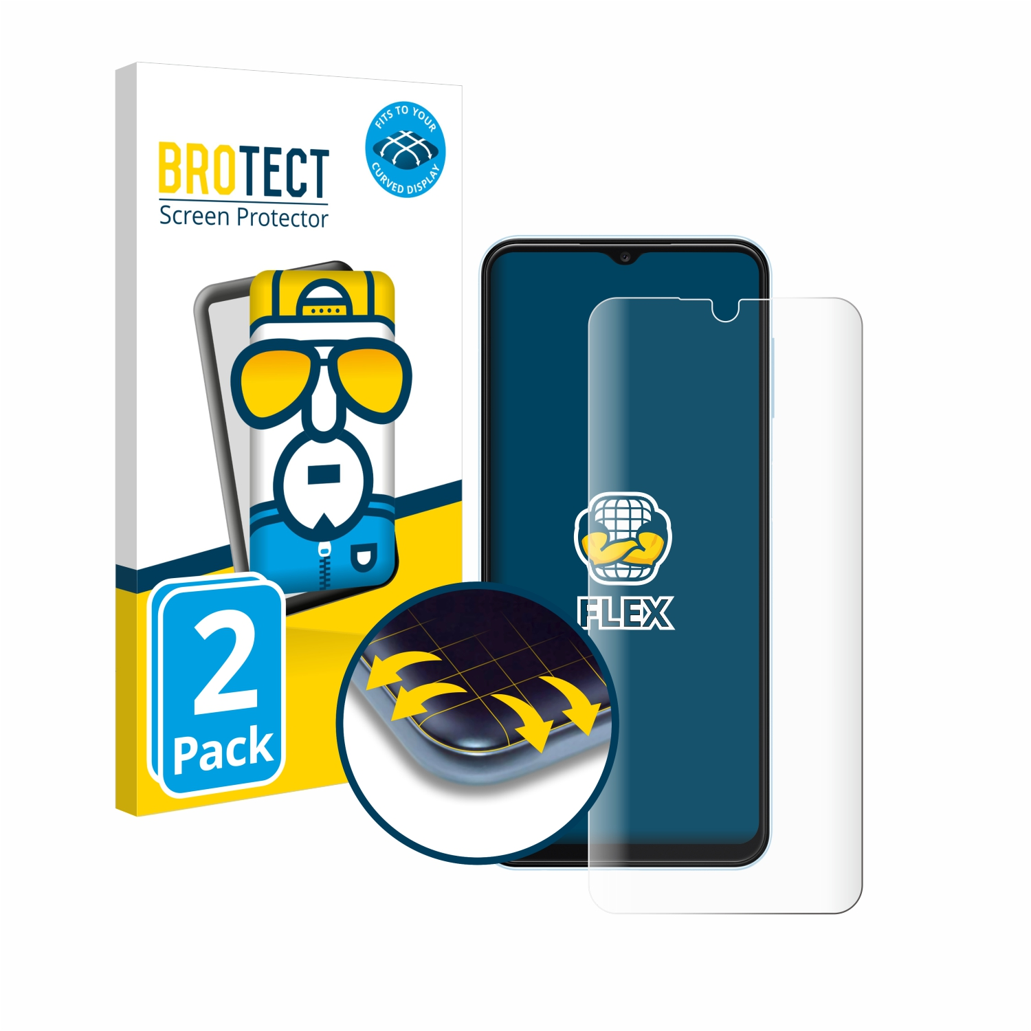 BROTECT 2x Flex Full-Cover Samsung 3D A13) Schutzfolie(für Galaxy Curved