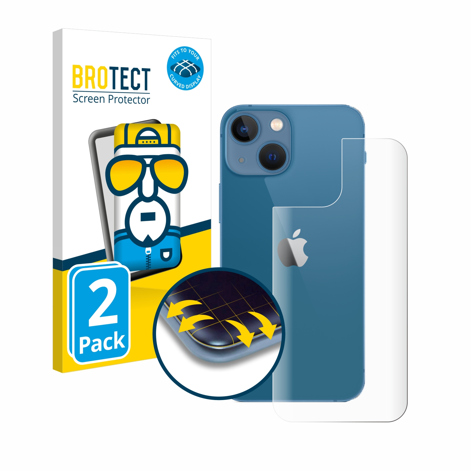 2x 3D Full-Cover Apple Flex iPhone BROTECT Curved mini) Schutzfolie(für 13
