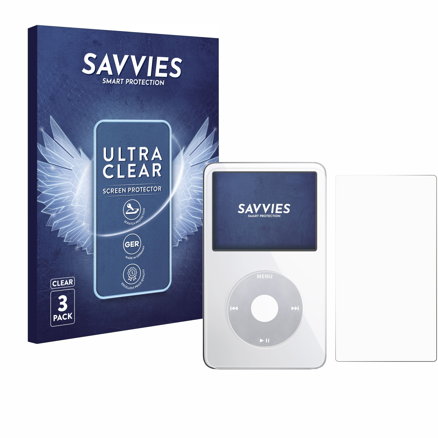 SAVVIES 6x klare Schutzfolie(für Apple Classic (Display+Rückseite)) Video iPod