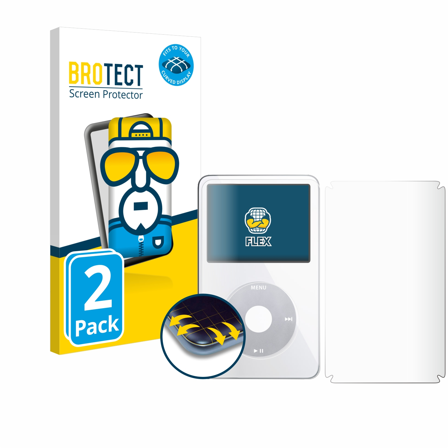 BROTECT 3D Video Classic Full-Cover Curved Schutzfolie(für Flex iPod Apple (Display+Rückseite)) 2x