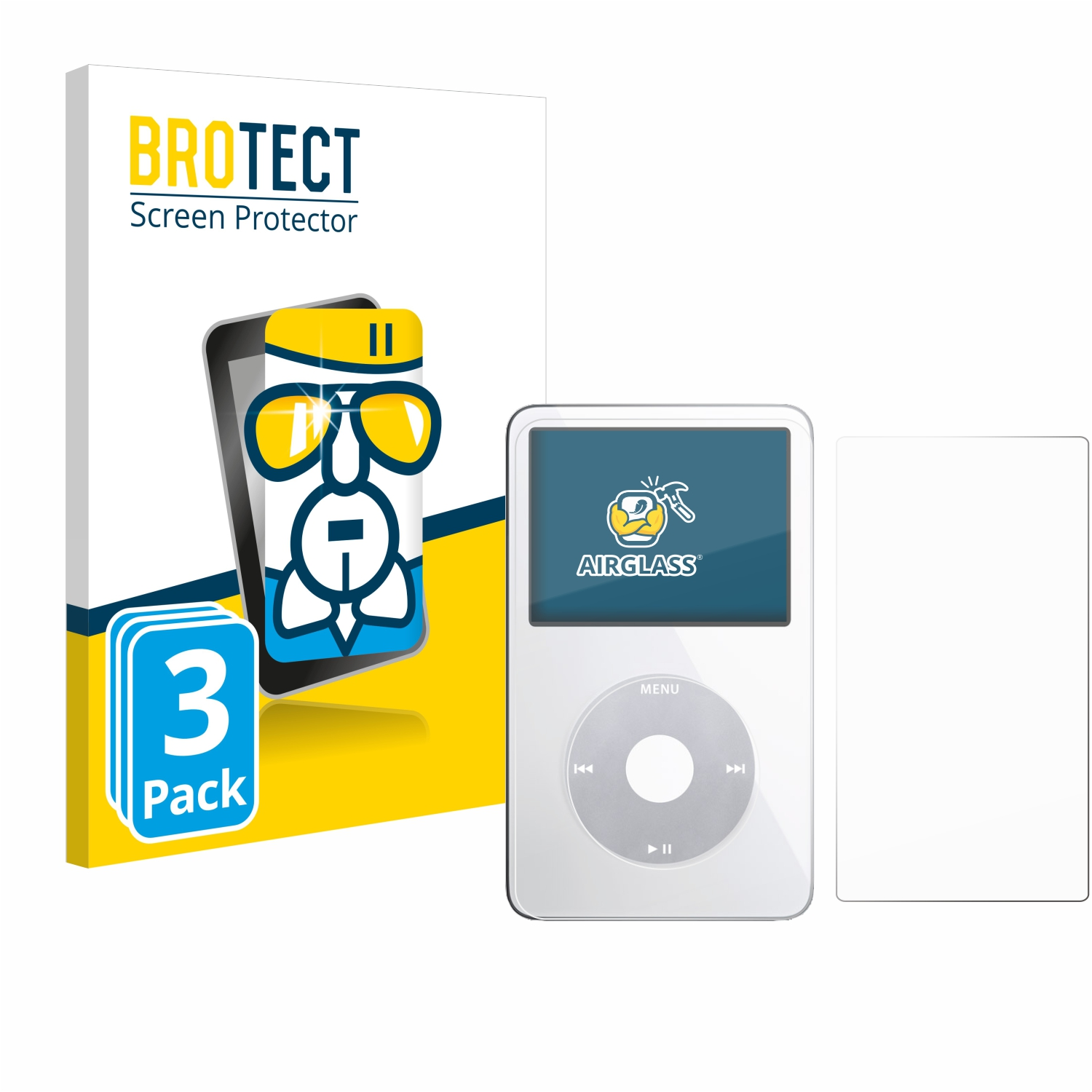 Schutzfolie(für 3x Airglass BROTECT iPod Video klare (Display+Rückseite)) Classic Apple