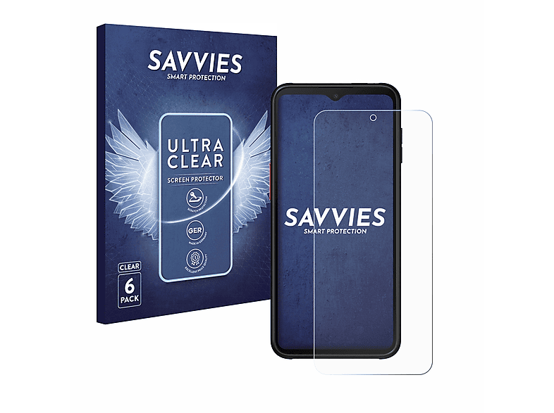 SAVVIES 6x klare Samsung Xcover Pro Schutzfolie(für Enterprise 6 Edition) Galaxy