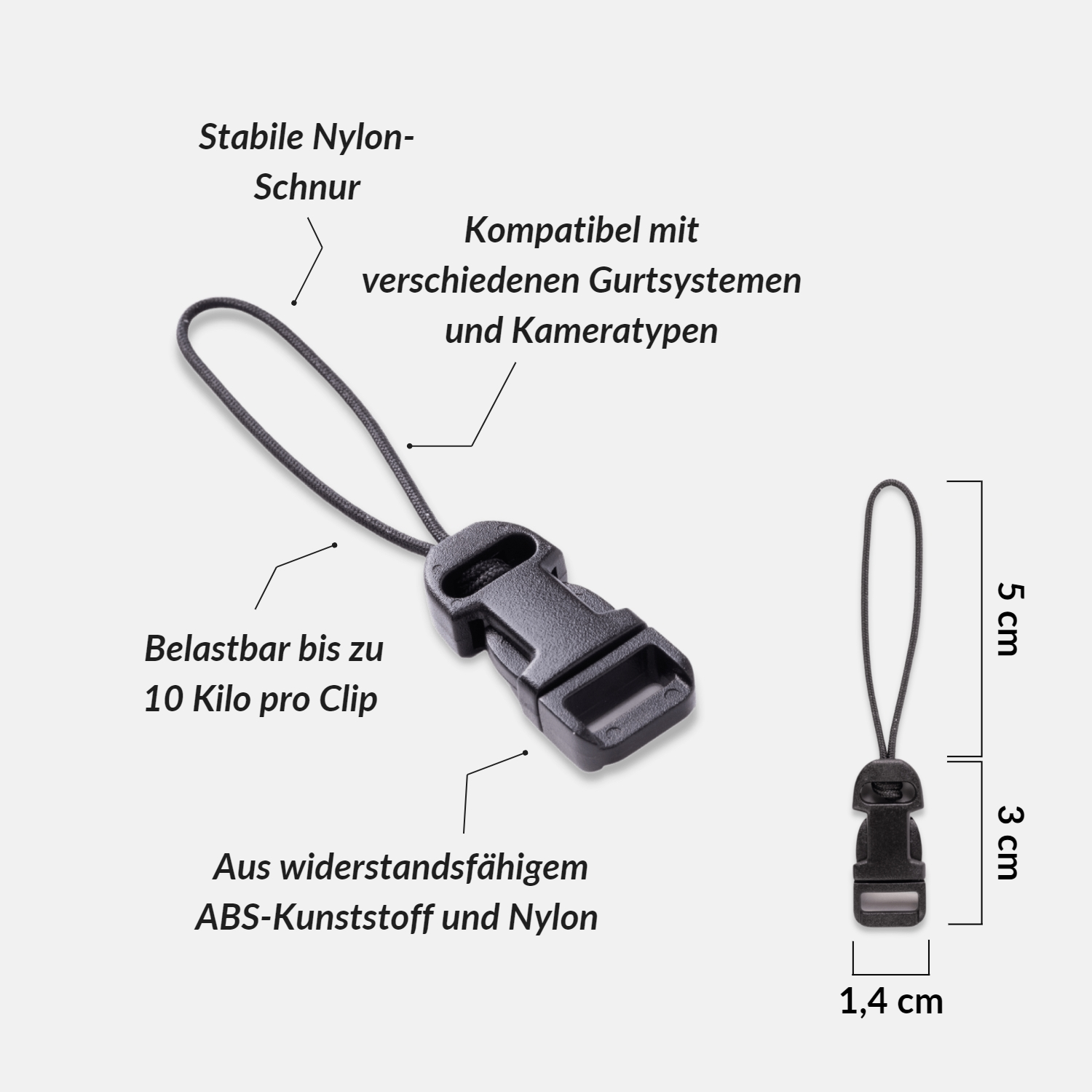 LA-SCC2, LENS-AID Schwarz Kameragurt-Verbindungsclip,