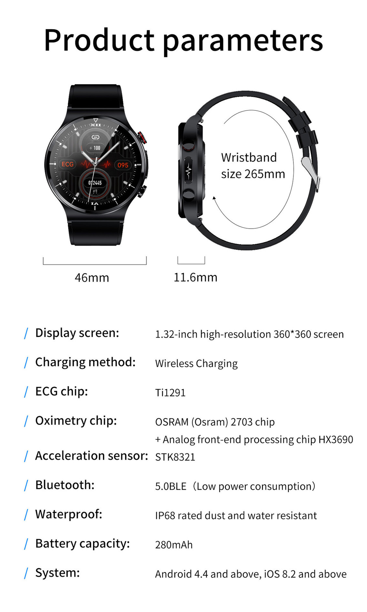 Schwarze Smartwatch mit digitaler Anzeige und Gesundheitsüberwachungsfunktionen.