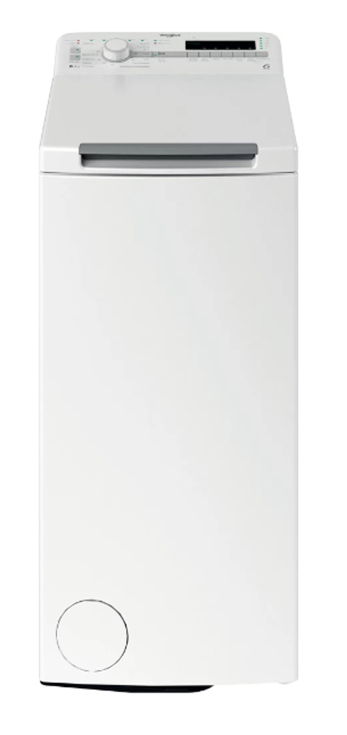 Biała pralka ładowana od góry, wyizolowana na białym tle.