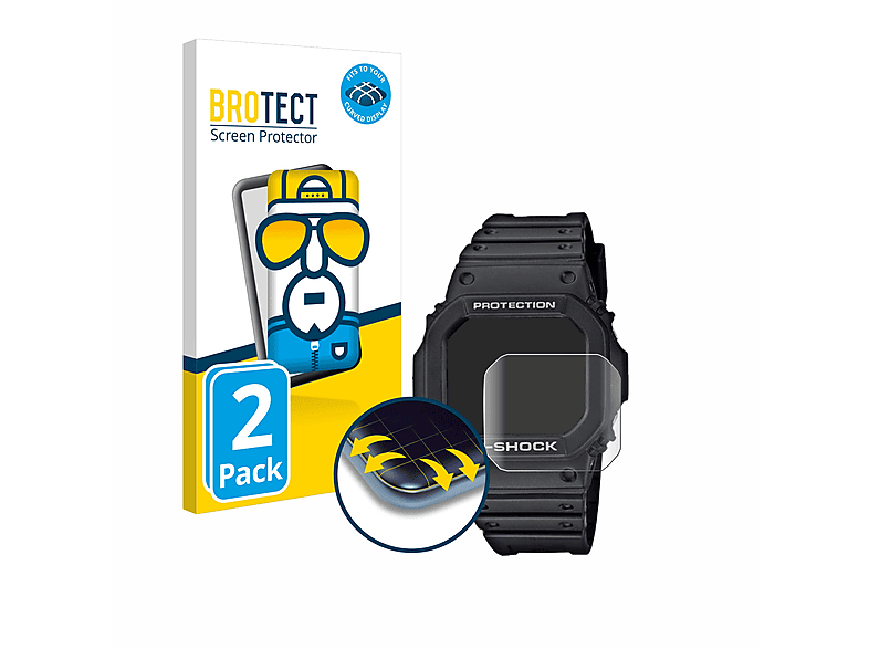 Flex 2x G-Shock BROTECT Casio Full-Cover Curved GW-M5610-1ER) Schutzfolie(für 3D