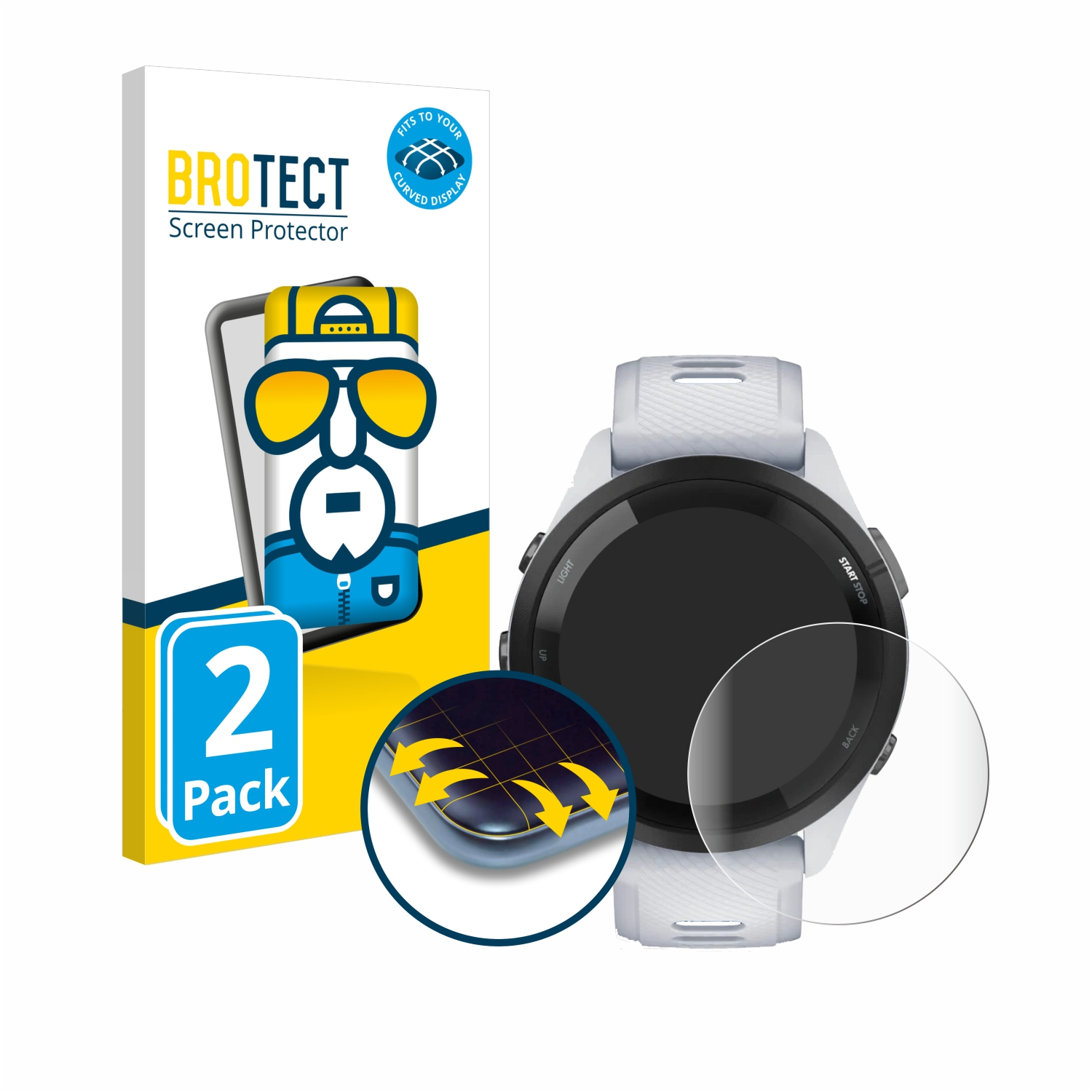 BROTECT 2x Full-Cover 265 3D Flex Garmin Schutzfolie(für Curved (46 mm)) Forerunner