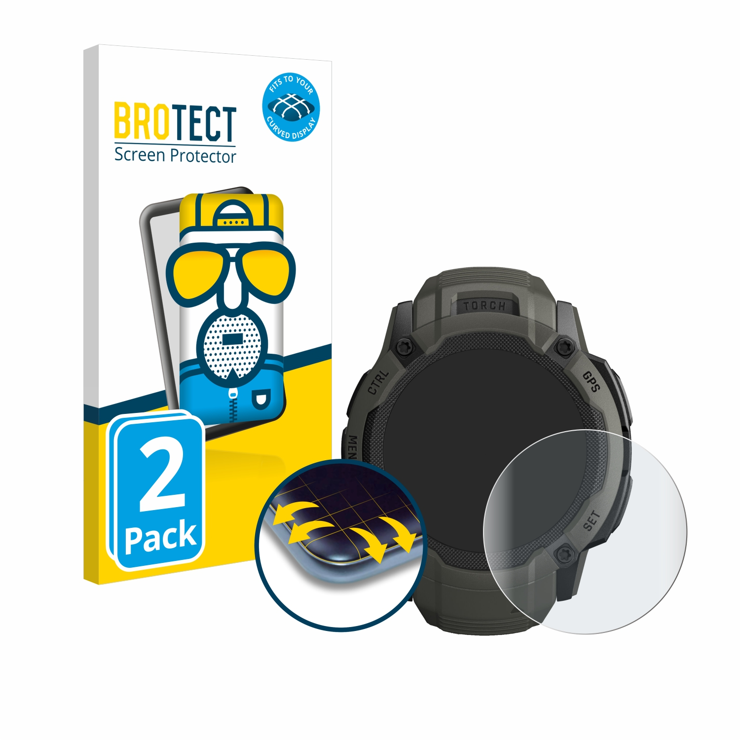 BROTECT 2x Flex matt Curved 3D Garmin Solar) Full-Cover 2X Instinct Schutzfolie(für