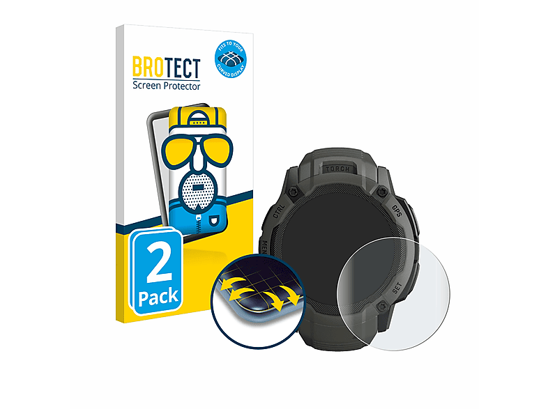 BROTECT 2x Schutzfolie(für 3D Flex 2X Solar) Full-Cover matt Curved Instinct Garmin