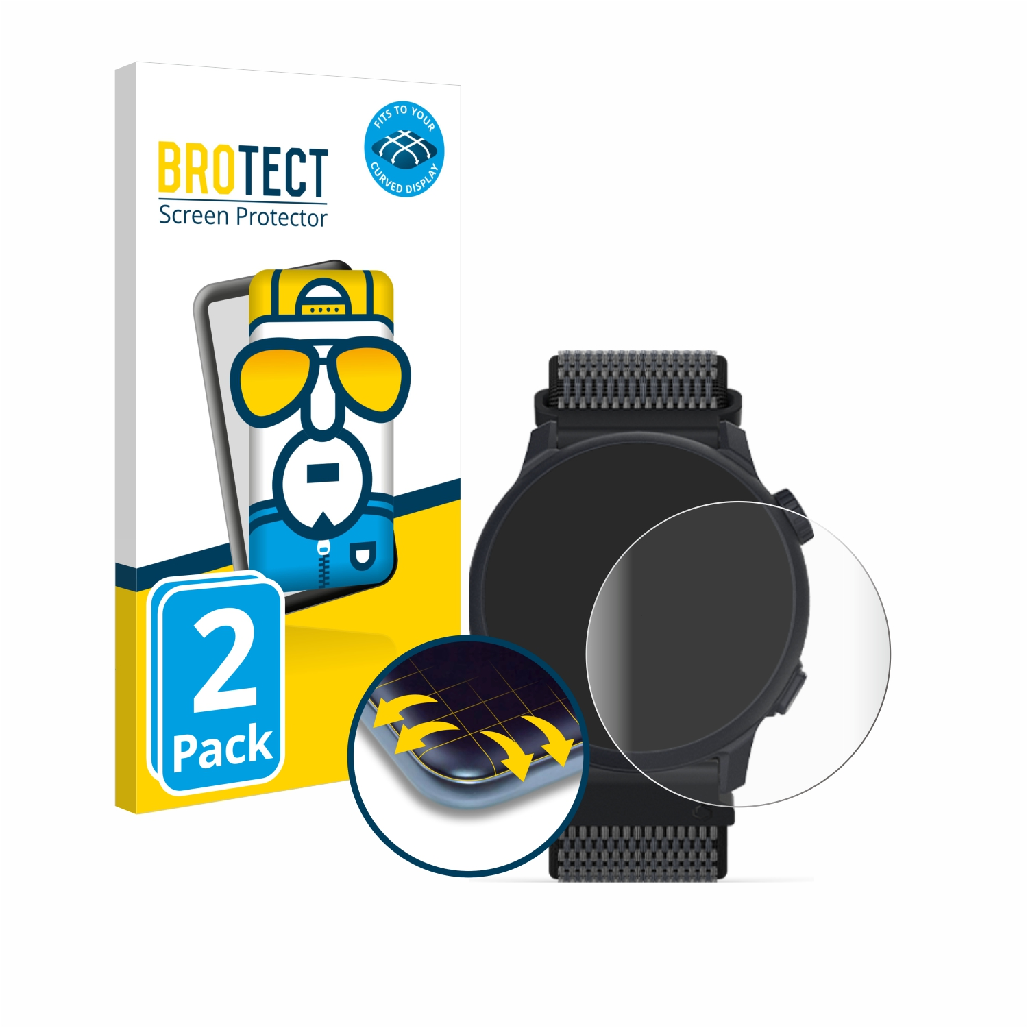 BROTECT 2x Flex Full-Cover Coros 3D 2) Pace Schutzfolie(für Curved
