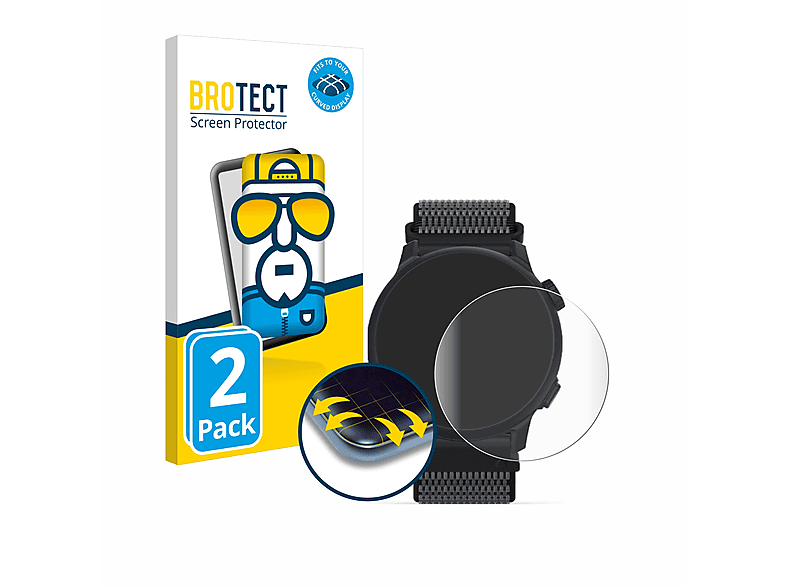 BROTECT 2x Flex Full-Cover 3D Curved Schutzfolie(für Coros Pace 2)