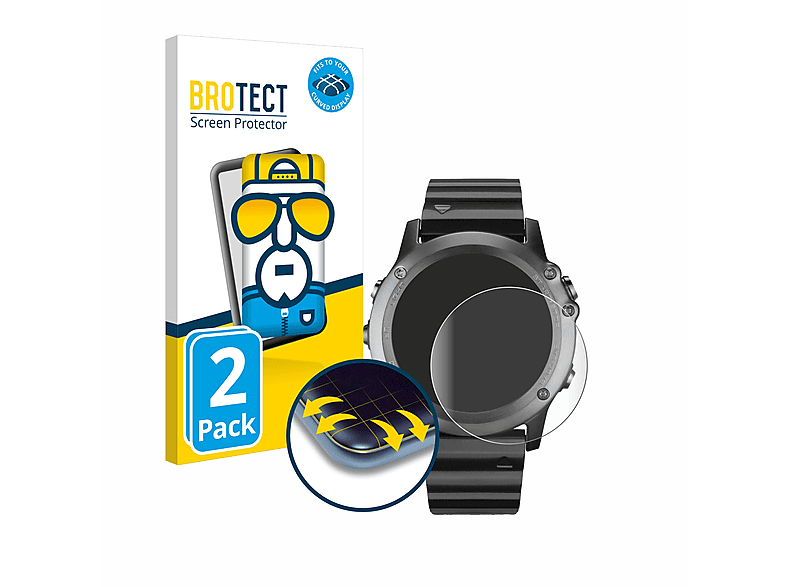 BROTECT 2x Flex Full-Cover 3D Curved Schutzfolie(für Garmin Fenix 3) | Smartwatch Schutzfolien & Gläser