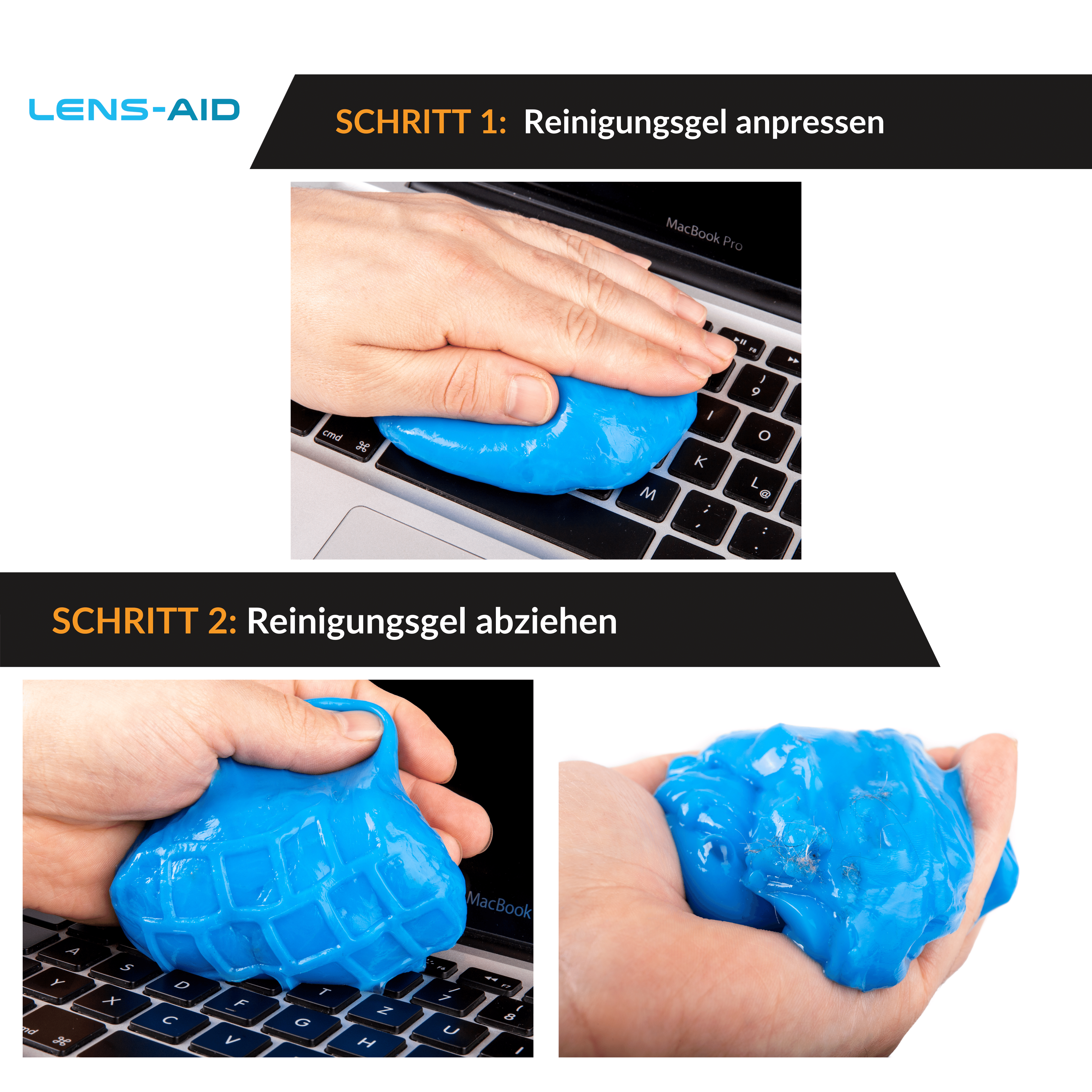 Reinigungsgel für und blau LENS-AID Antibakterielles Laptop Tastaturreinigung, Tastatur, Kamera,