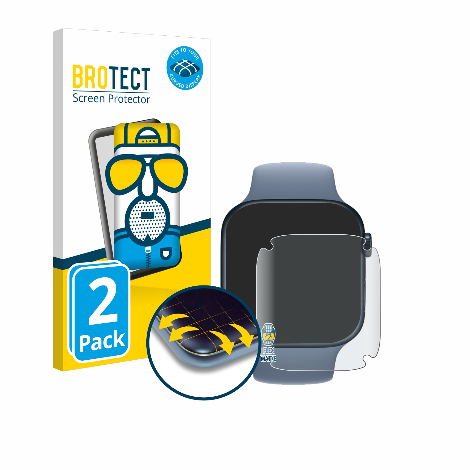 Series matt (45 Apple Flex mm)) Full-Cover Watch Schutzfolie(für 2x Curved 3D 8 BROTECT