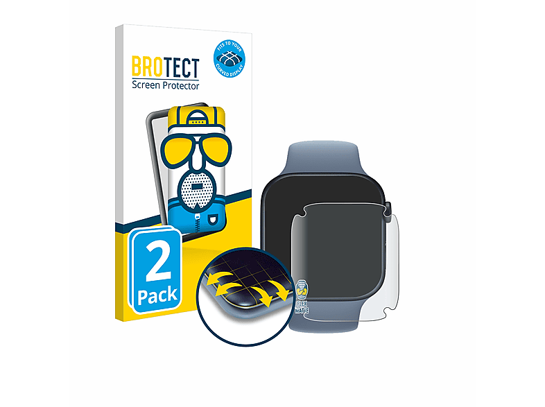 BROTECT 2x Flex matt Full-Cover Schutzfolie(für 3D 8 mm)) (45 Apple Curved Series Watch