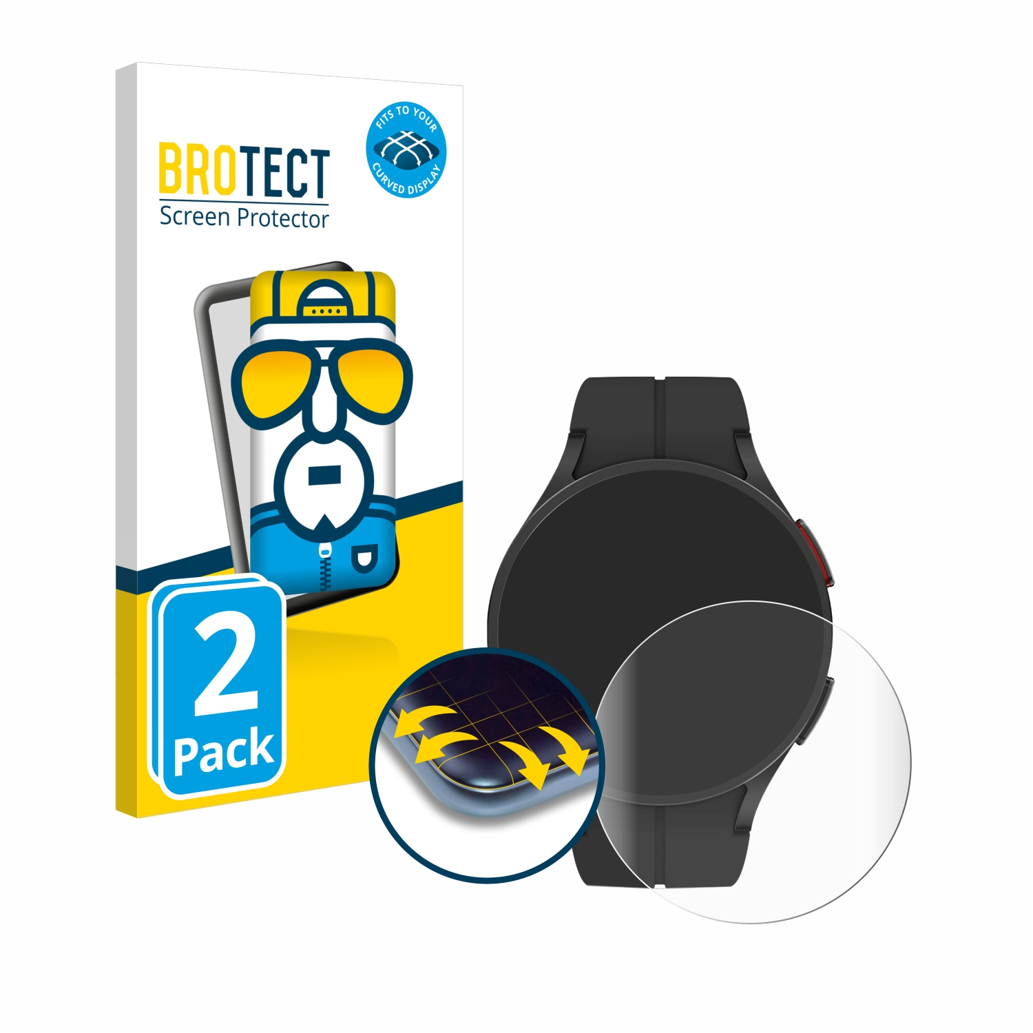 Full-Cover Schutzfolie(für 5 Samsung Curved Galaxy Flex Watch Pro) BROTECT 2x 3D