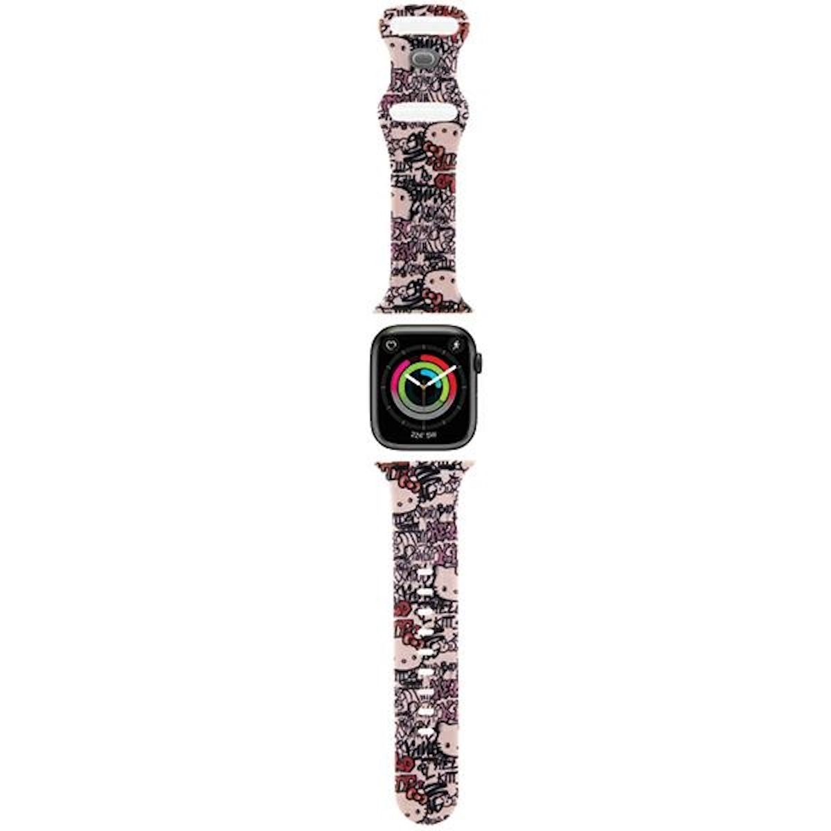Schwarz Ersatzarmband, Head Band Rosa mit 40mm 41mm, Kitty und Apple, 38mm Muster, WIGENTO / Design Graffiti Silikon / /
