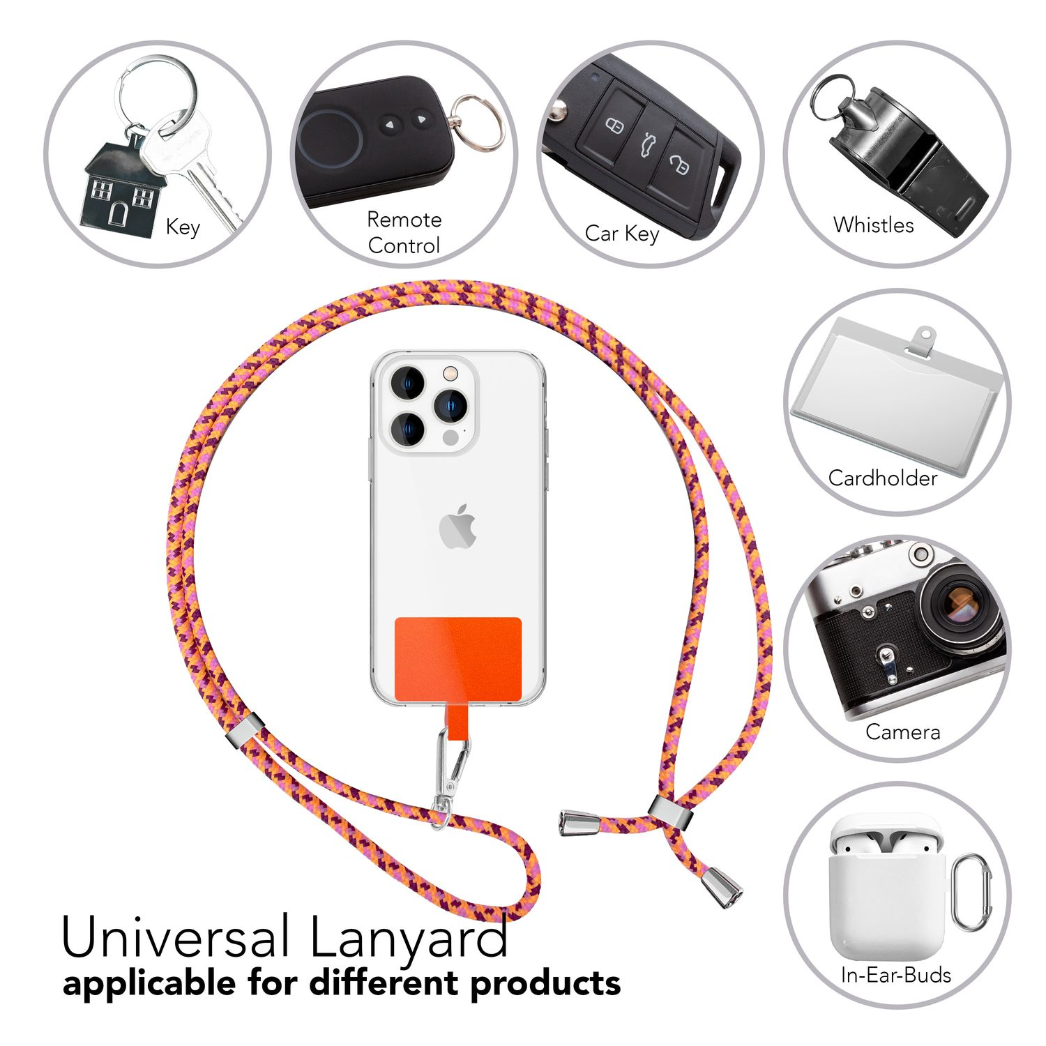 NALIA Handyband + Pad Umhängetasche, Orange Umhängen, Bunt Universal, für zum Universal, Hülle