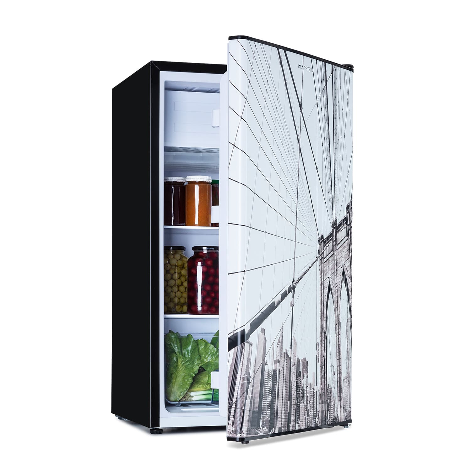 KLARSTEIN CoolArt 79L cm hoch, 44,5 Mini-Kühlschrank (F, Multicolor)