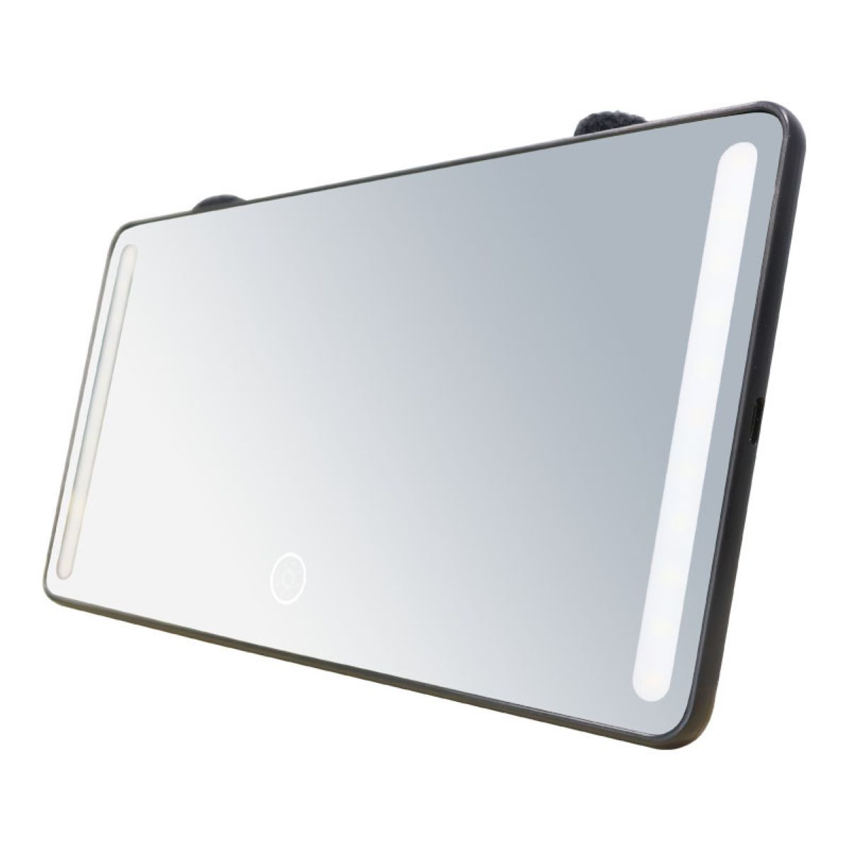 LACAMAX Schwarzer LED-Autokosmetikspiegel-Hochauflösender Spiegel, transparente Beleuchtung LED-Licht ergänzende