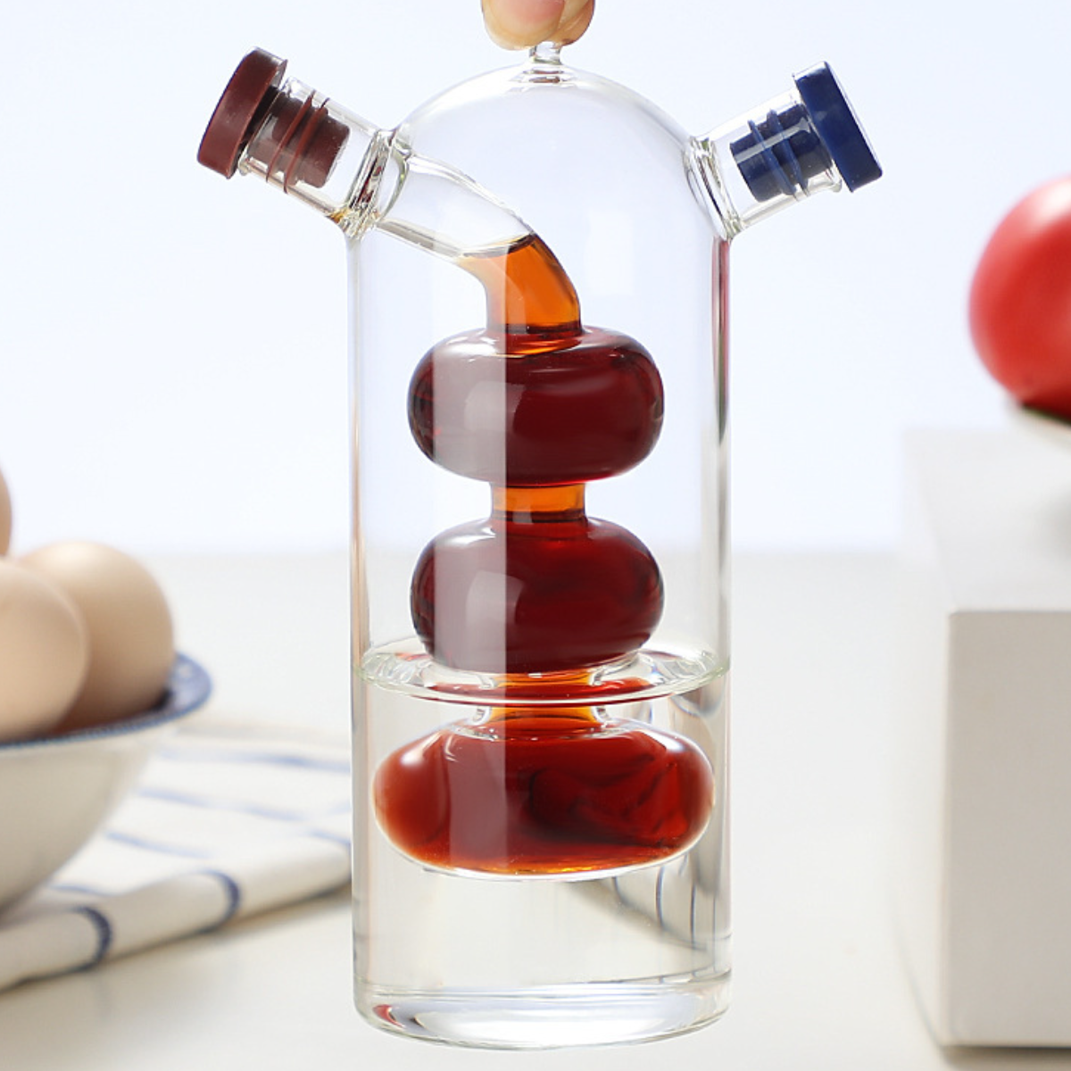 UWOT Küchenölflasche aus Glas, Haushalt den kreative für Zwei-in-Eins-Gewürzflasche Ölkännchen