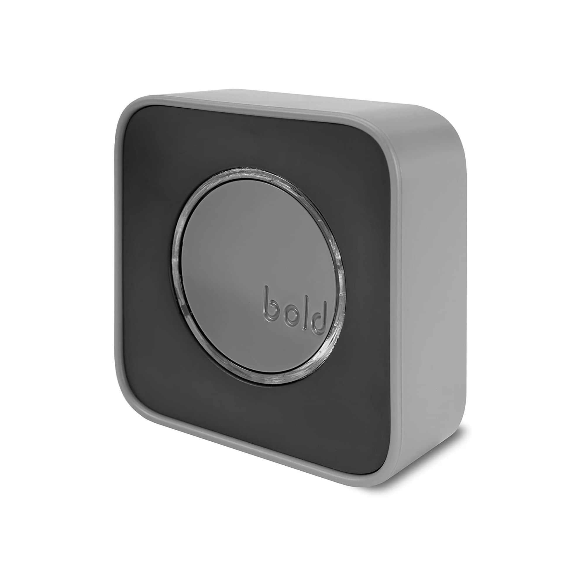 Botón cuadrado gris y negro con la palabra 'bold', aislado sobre fondo blanco.