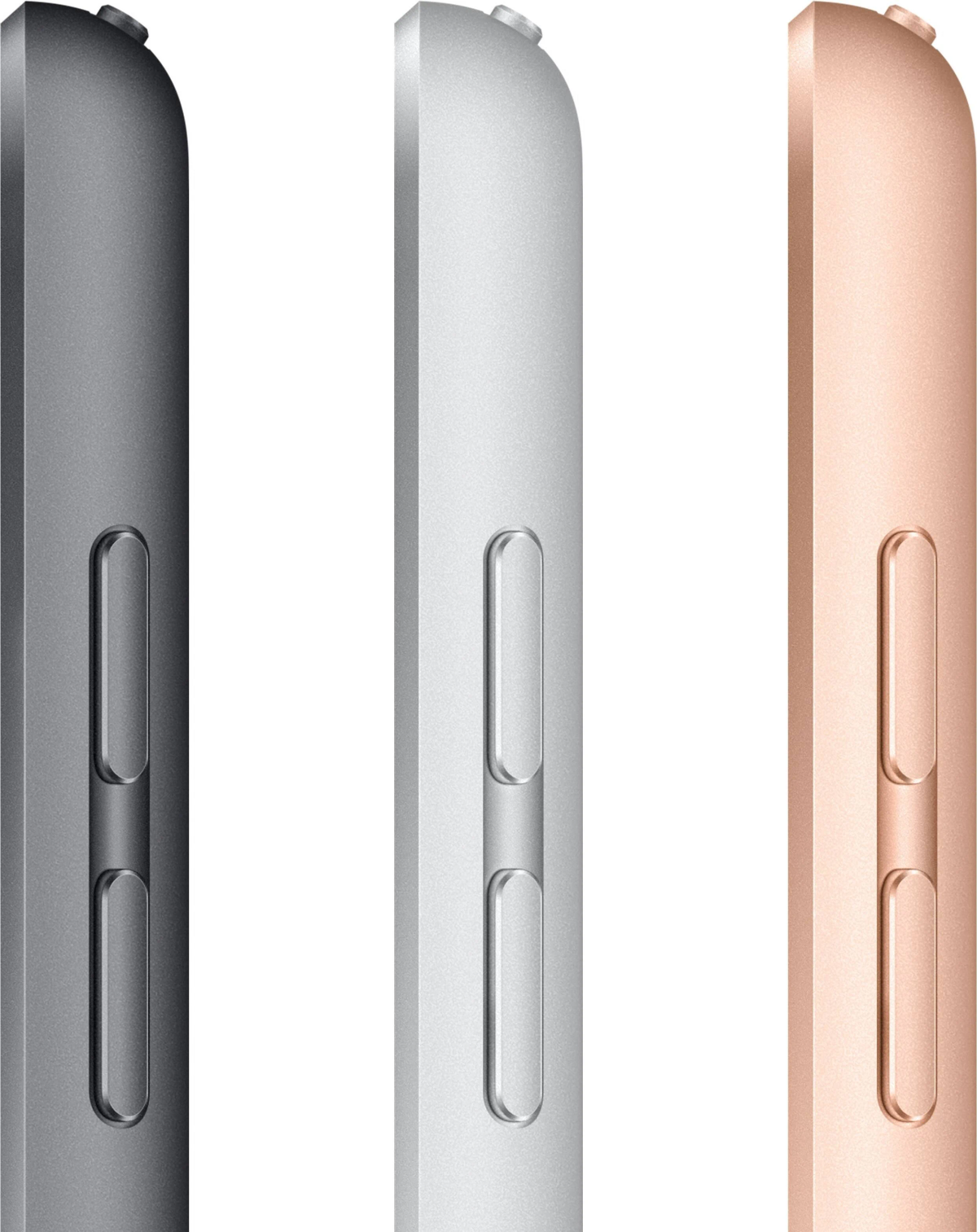 Trzy widoki z boku urządzenia w kolorach szarym, srebrnym i różowego złota.