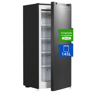 Congelador vertical - CHIQ FSD160D4E, Entrega En Domicilio + Retirada Del Antiguo, 145 l, 125,90 cm, Color Metalico Cepillado Oscuro