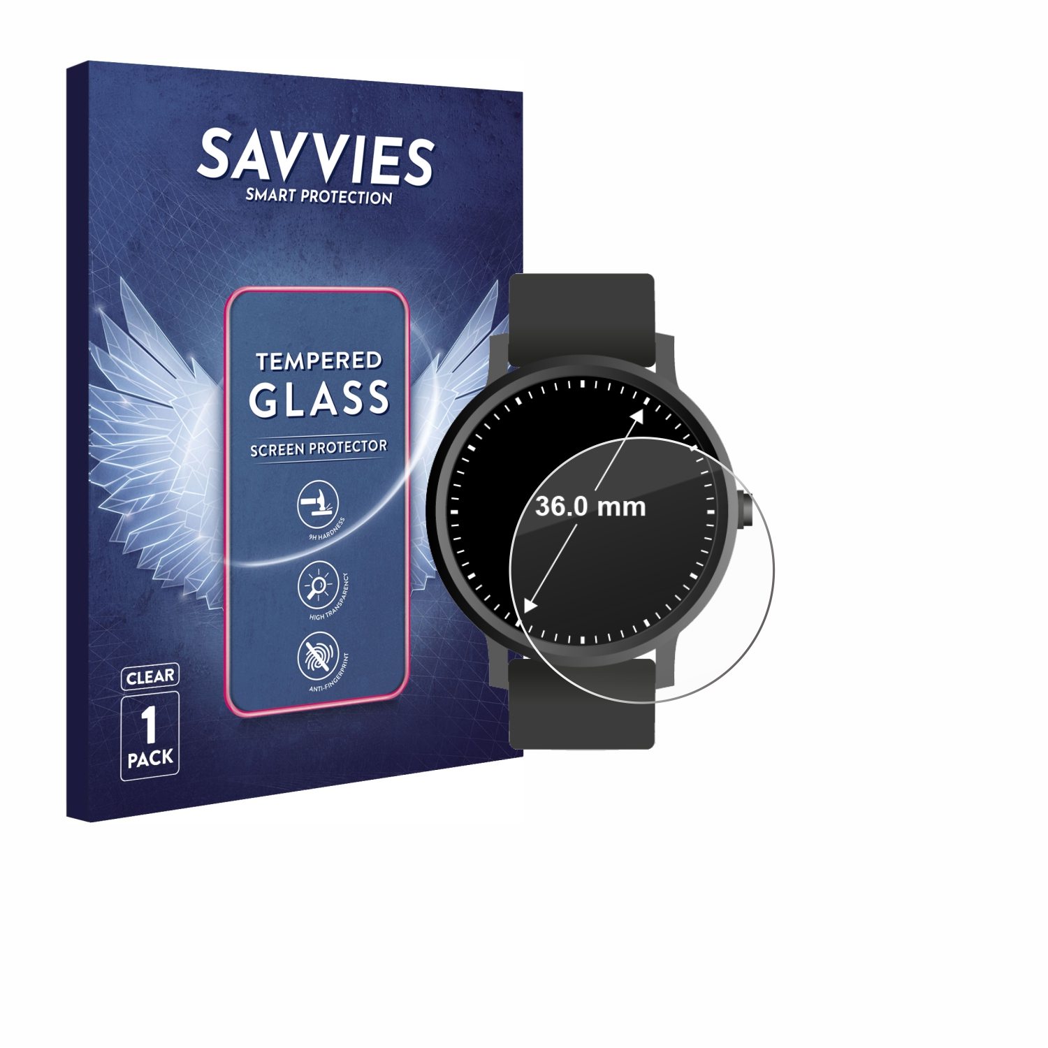 Displays (ø: Schutzglas(für 9H klares 36 mm)) Kreisrunde SAVVIES Universal