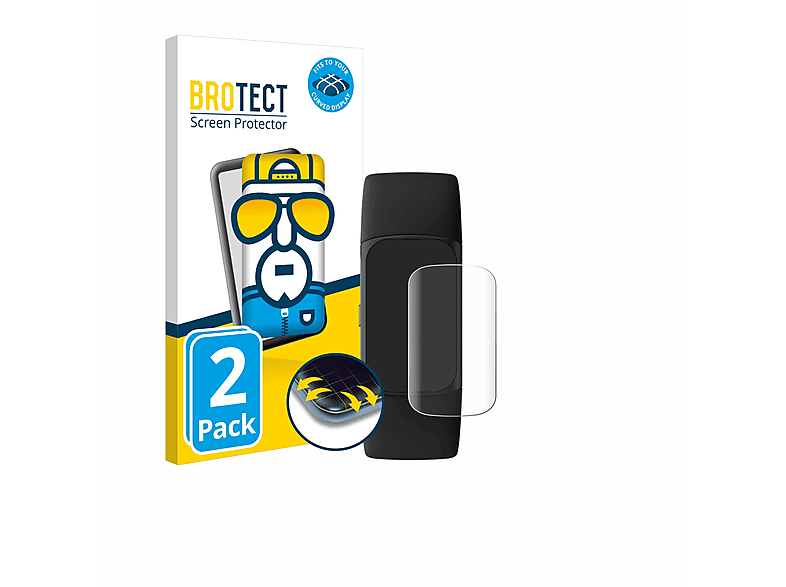 BROTECT 2x Flex Fullscreen 3D Curved Schutzfolie (für Fitbit Charge 6)