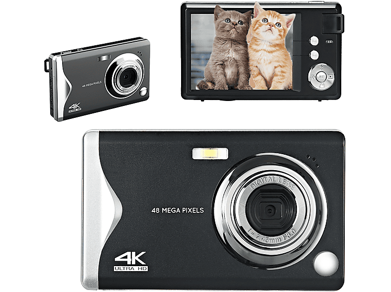 FINE LIFE PRO Kompaktkamera 16-facher Digitalzoom,4K-Video,48-Megapixel-Sensor,Digitalkamera Digitalkamera Schwarz