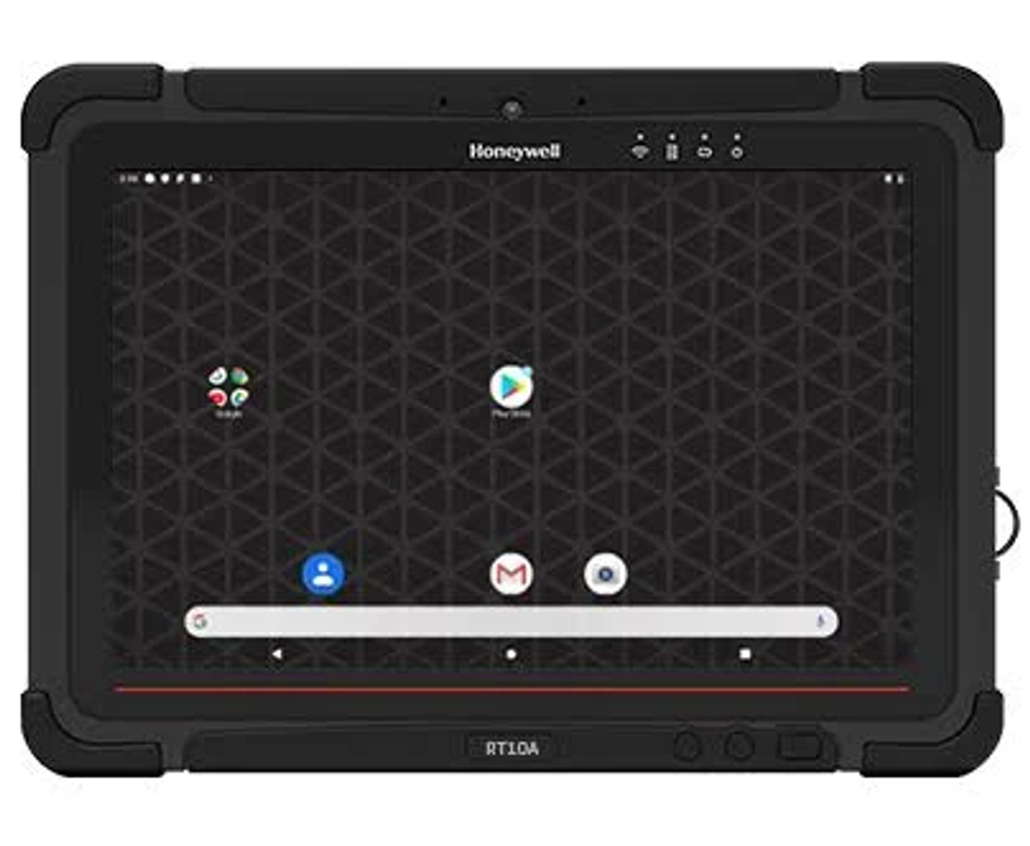 Tablet Honeywell nero con icone sullo schermo.