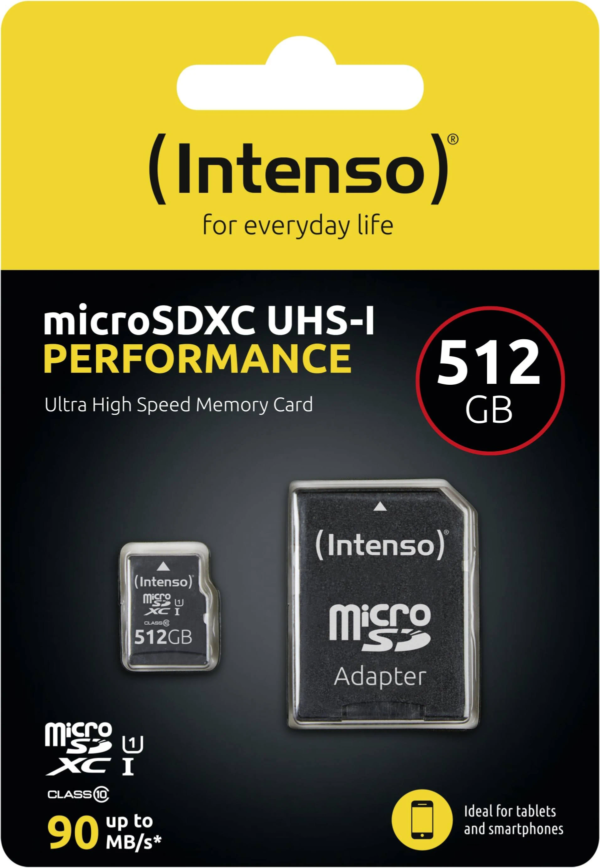 Eine Speicherkartenverpackung mit Markenname und Speicherkapazität (512GB).