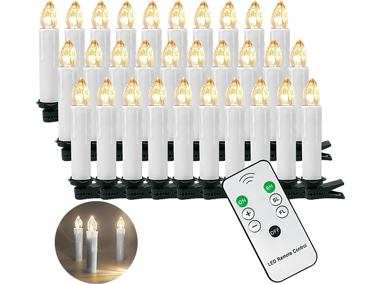 OZAVO CH040-WE 40 Weiß kabellose LED-Kerze LED Weihnachtskerzen, Weiß