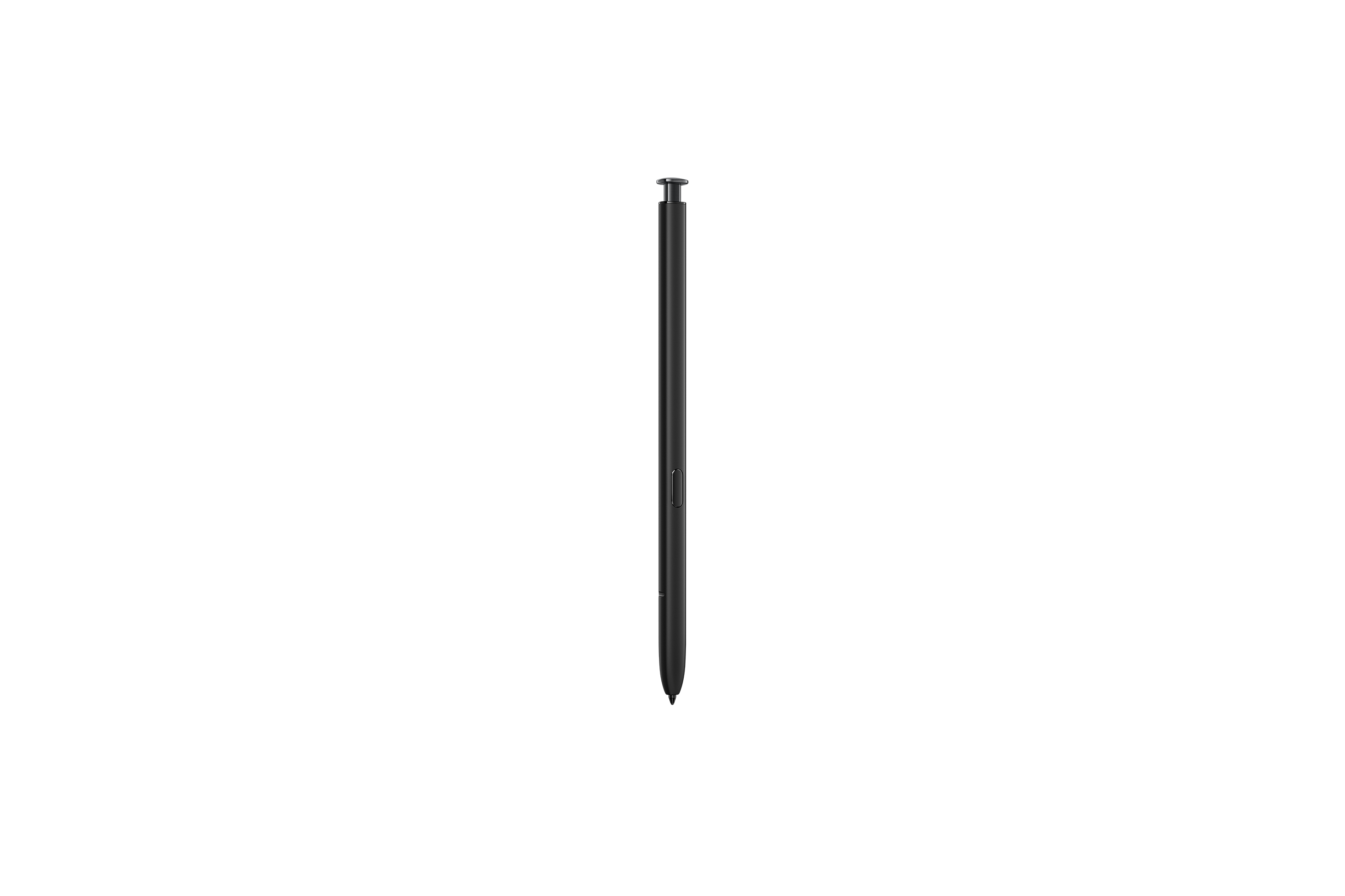 Ein schwarzer Eingabestift mit silberner Spitze, isoliert auf weißem Hintergrund.