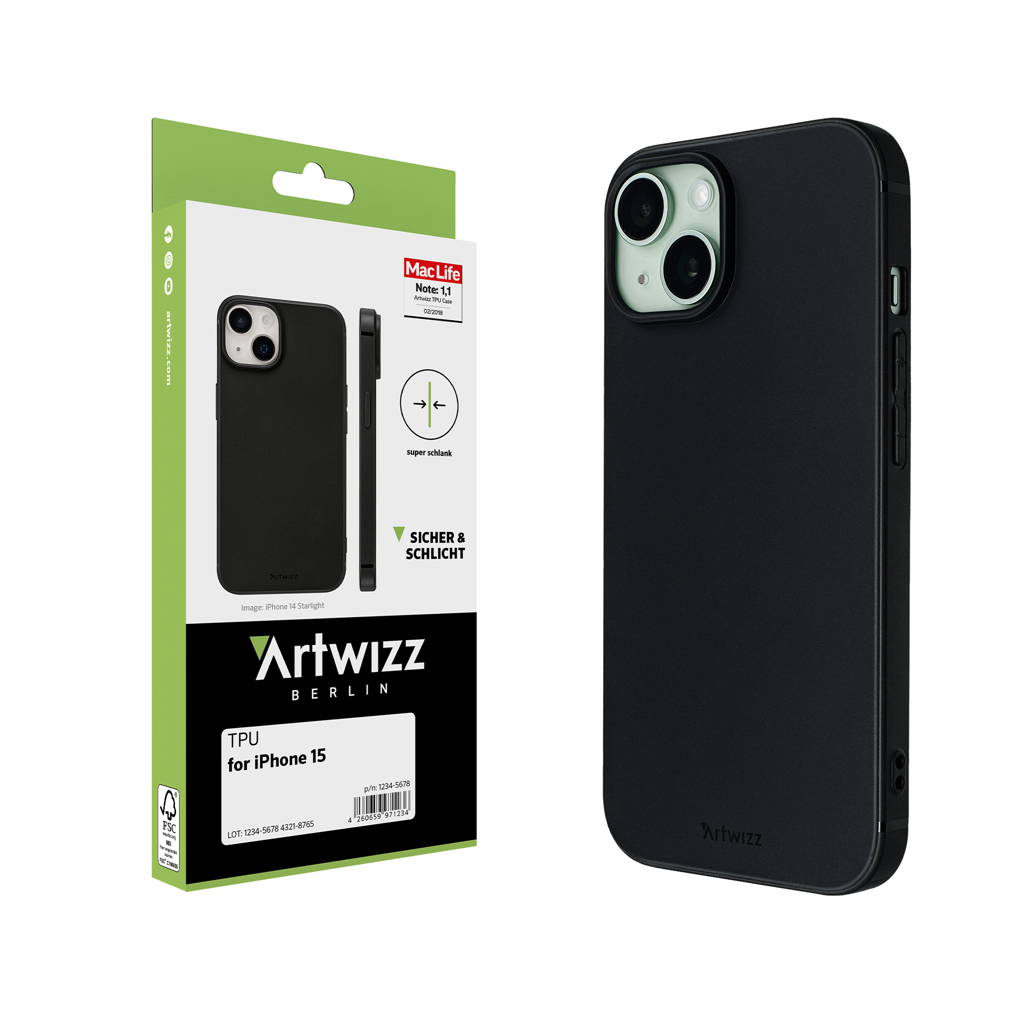 Apple, ARTWIZZ 15, Backcover, TPU Case, Schwarz iPhone