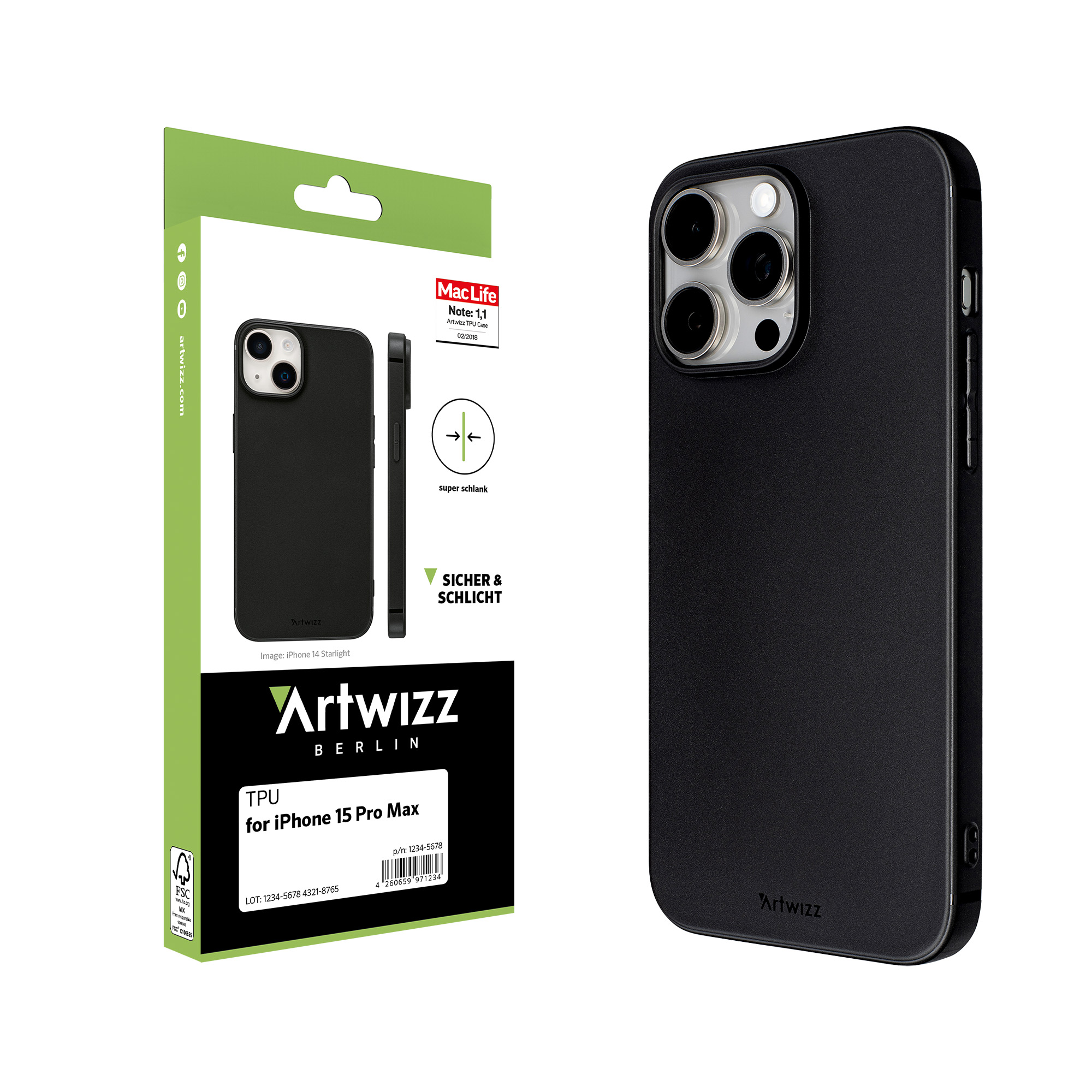 ARTWIZZ TPU Case, Backcover, iPhone Schwarz 15 Apple, Pro Max